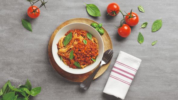 Veganiškas faršas su makaronais